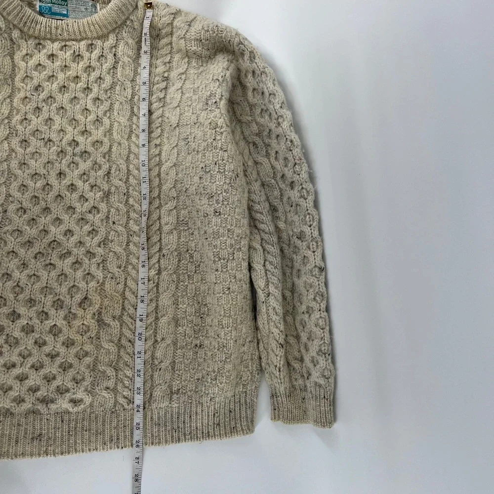 John Molloy Donegal Irish Fisherman Sweater Wool Cable Knit Made Ireland XL Aran